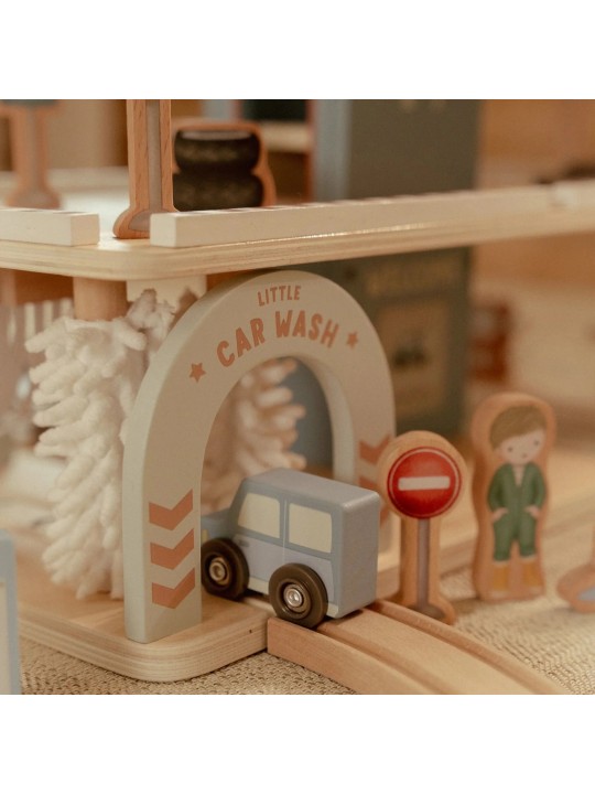 Garage en bois bleu - Little Dutch