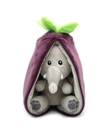 Peluche Velvet l'éléphant/aubergine - Flipetz - Les Déglingos