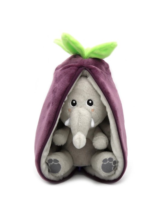 Peluche Velvet l'éléphant/aubergine - Flipetz - Les Déglingos