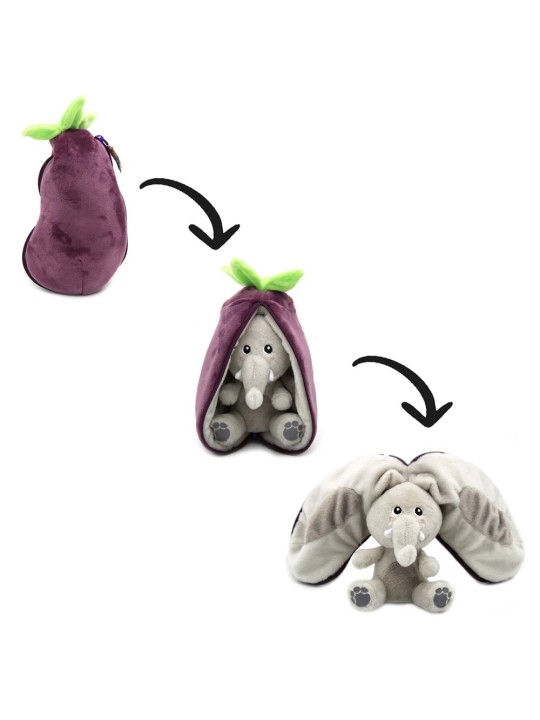 Peluche Velvet l'éléphant/aubergine - Flipetz - Les Déglingos
