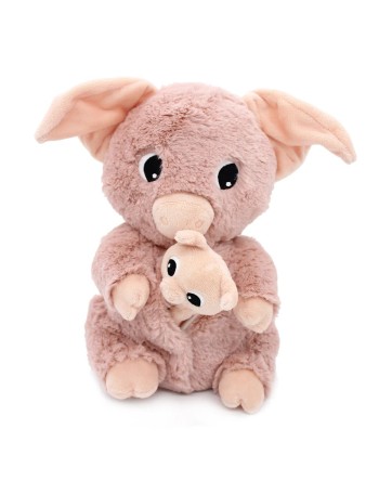 Peluche cochon Barbekiou maman et son bébé rose - Les Ptipotos - Les Déglingos