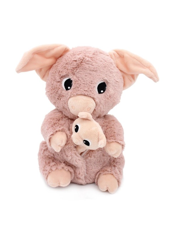 Peluche cochon Barbekiou maman et son bébé rose - Les Ptipotos - Les Déglingos
