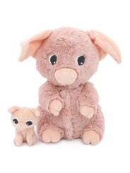 Peluche cochon Barbekiou maman et son bébé rose - Les Ptipotos - Les Déglingos