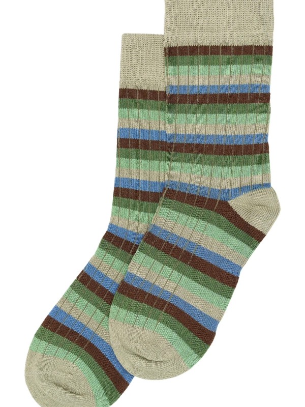 Chaussettes en bambou vertes à lignes - Minipop