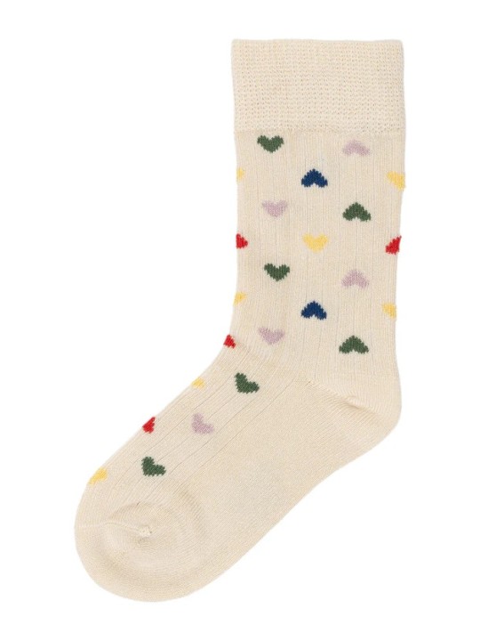Chaussettes en bambou écru à cœurs - Minipop