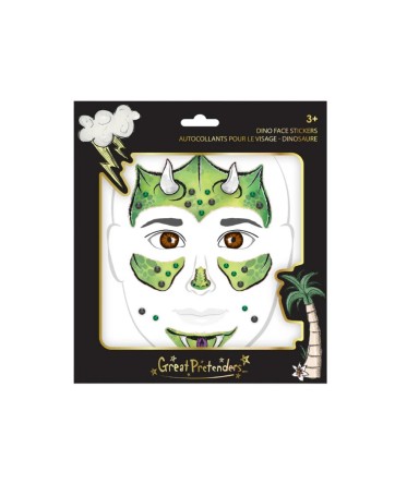 Feuille d'autocollants visage de dinosaure (9 pièces) - Great Pretenders