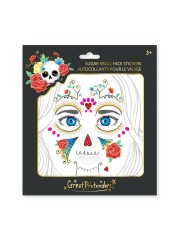 Feuille d'autocollants visage de tete de mort en sucre (9 pièces) - Great Pretenders