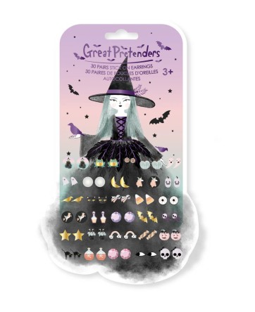 Boucles d'oreilles autocollantes Natasha la sorcière corbeau (30 paires) - Great Pretenders