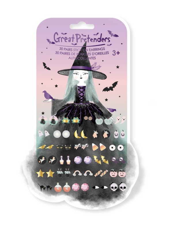Boucles d'oreilles autocollantes Natasha la sorcière corbeau (30 paires) - Great Pretenders