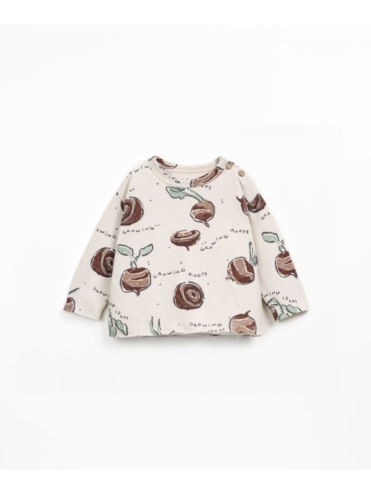 T-shirt avec détails à bord franc - Ecru - Play Up