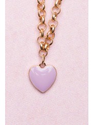 Collier chaîne épaisse en forme de cœur violet - Great Pretenders