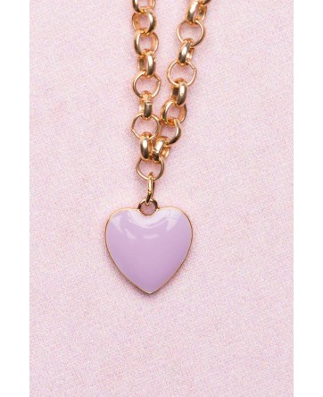 Collier chaîne épaisse en forme de cœur violet - Great Pretenders