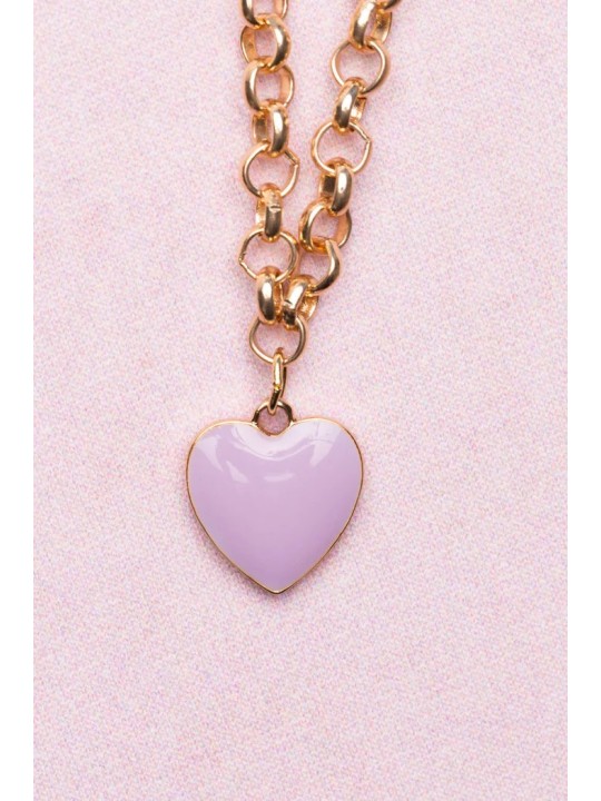 Collier chaîne épaisse en forme de cœur violet - Great Pretenders