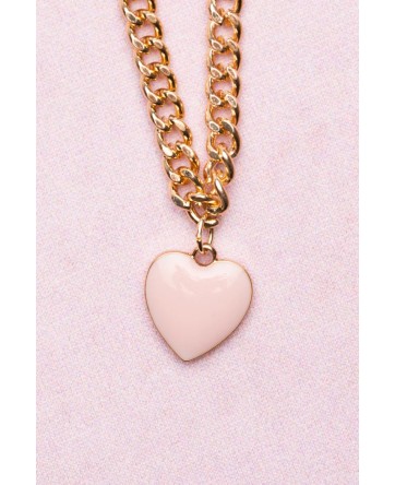Collier chaîne épaisse en forme de cœur rose - Great Pretenders