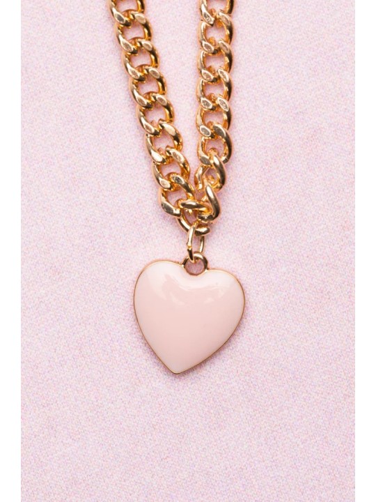 Collier chaîne épaisse en forme de cœur rose - Great Pretenders