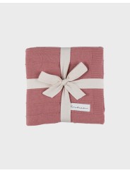 Couverture 75x100 cm en tricot bio rouge - Noukie's