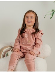 Pyjama en velours 2 pièces Rose Lapin - Noukie's