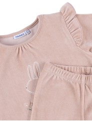 Pyjama en velours 2 pièces Rose Lapin - Noukie's