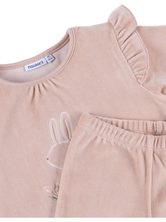 Pyjama en velours 2 pièces Rose Lapin - Noukie's