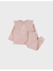 Pyjama en velours 2 pièces Rose Lapin - Noukie's
