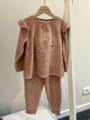 Pyjama en velours 2 pièces Rose Lapin - Noukie's