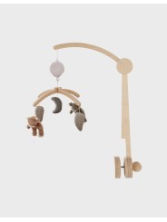 Mobile musical avec bras en bois – Orso & Fluffy - Noukie's