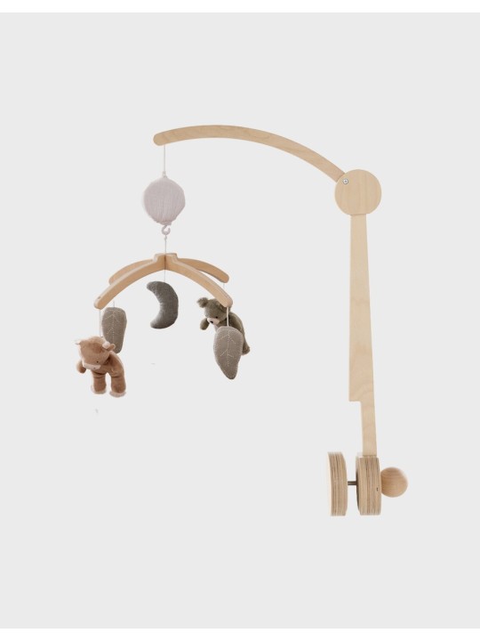 Mobile musical avec bras en bois – Orso & Fluffy - Noukie's