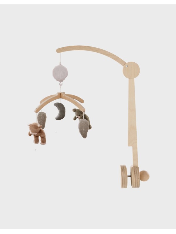 Mobile musical avec bras en bois – Orso & Fluffy - Noukie's