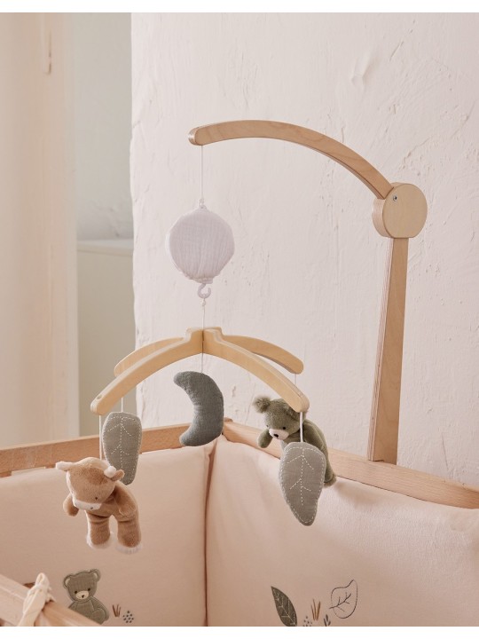Mobile musical avec bras en bois – Orso & Fluffy - Noukie's