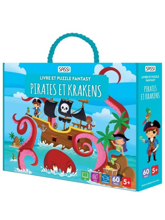 Livre et puzzle fantasy. Pirates et krakens - Sassi