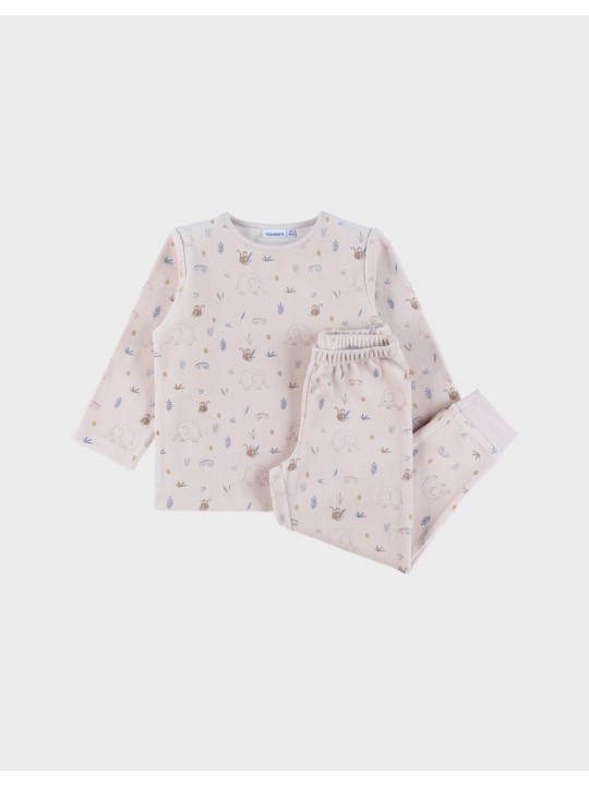 Pyjama en velours 2 pièces beige Elephant - Noukie's