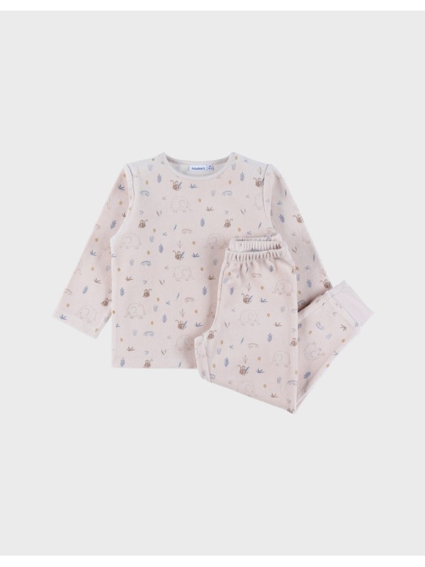 Pyjama en velours 2 pièces beige Elephant - Noukie's