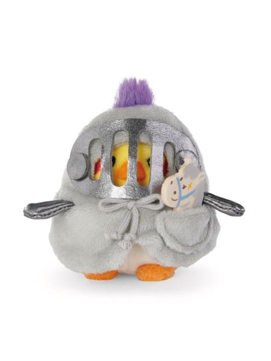 Peluche Cockatiel Chipsy avec un cheval à bascule et un costume d'armure de chevalier - NICI