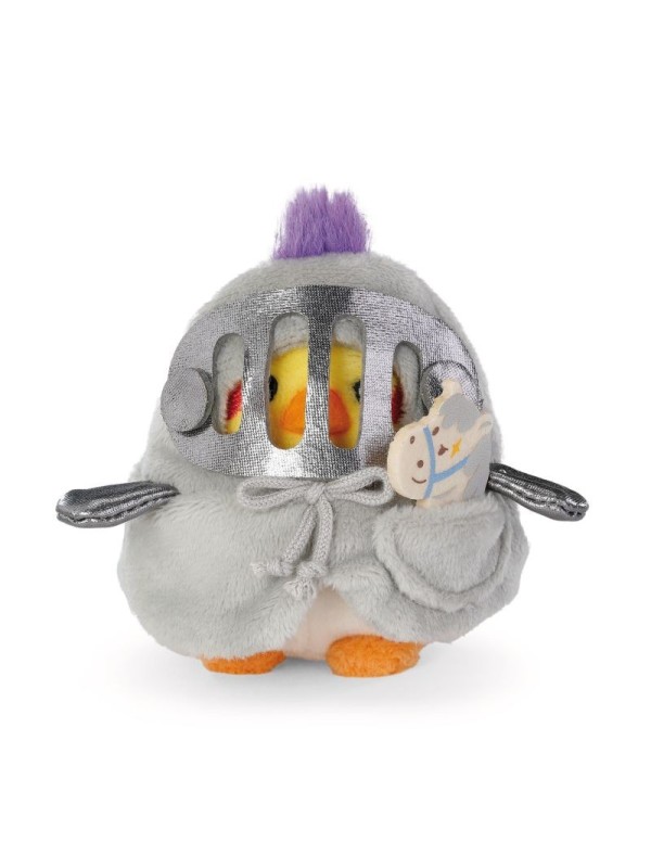 Peluche Cockatiel Chipsy avec un cheval à bascule et un costume d'armure de chevalier - NICI