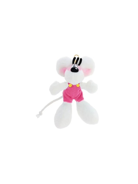 Porte-cles peluche salopette rose 15cm