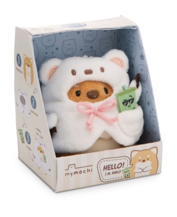 Peluche Hiro avec thé aux perles et costume d'ours polaire - NICI