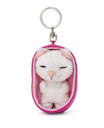 Porte-clés Sleeping Pets Cat Blanc Tigré  - NICI