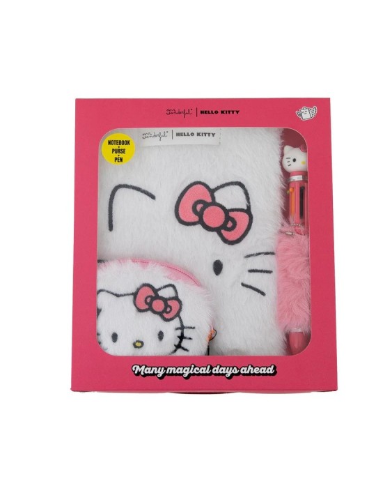 Ensemble Hello Kitty comprenant un carnet A5 tout doux, un porte-monnaie et un stylo - Mr Wonderful