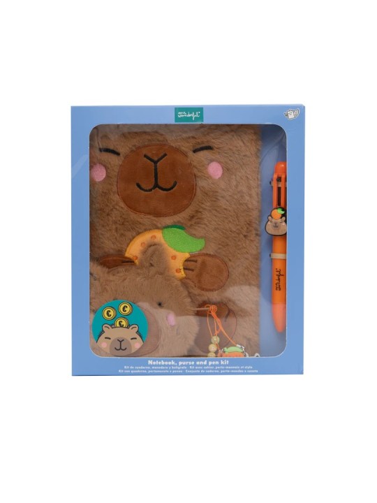Ensemble carnet A5 + porte-monnaie + stylo effaçable - Capybara - Mr Wonderful