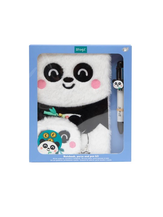 Ensemble carnet A5 + porte-monnaie + stylo effaçable - Panda - Mr Wonderful