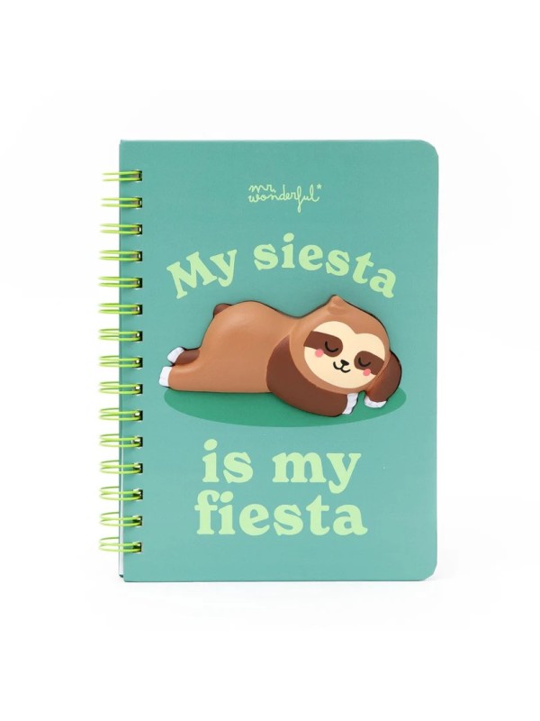 Carnet A5 paresseux 3D tout mou - Ma sieste est ma fête - Mr Wonderful