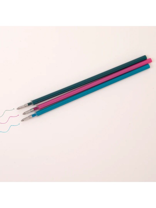 Lot de 3 recharges d'encre pour stylos effaçables Bo-Bo – bleu clair, vert et violet - Mr Wonderful