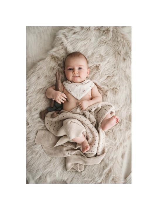 Couverture tricot classique beige  - BabyShower