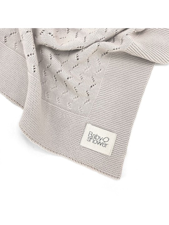 Couverture tricot classique beige  - BabyShower