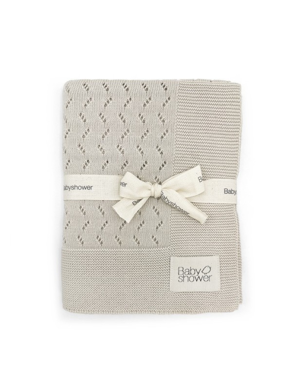 Couverture tricot classique beige  - BabyShower