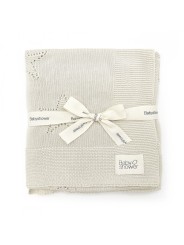 Couverture tricot étoiles beige  - BabyShower
