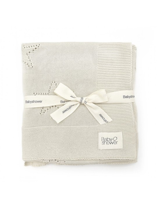 Couverture tricot étoiles beige  - BabyShower