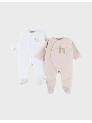 Lot  de 2 pyjamas bébé en velours zèbre - Noukie's