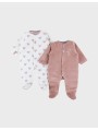 Lot  de 2 pyjamas bébé en velours coeurs - Noukie's
