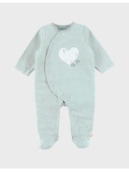 Pyjama bébé en velours vert cœur - Noukie's